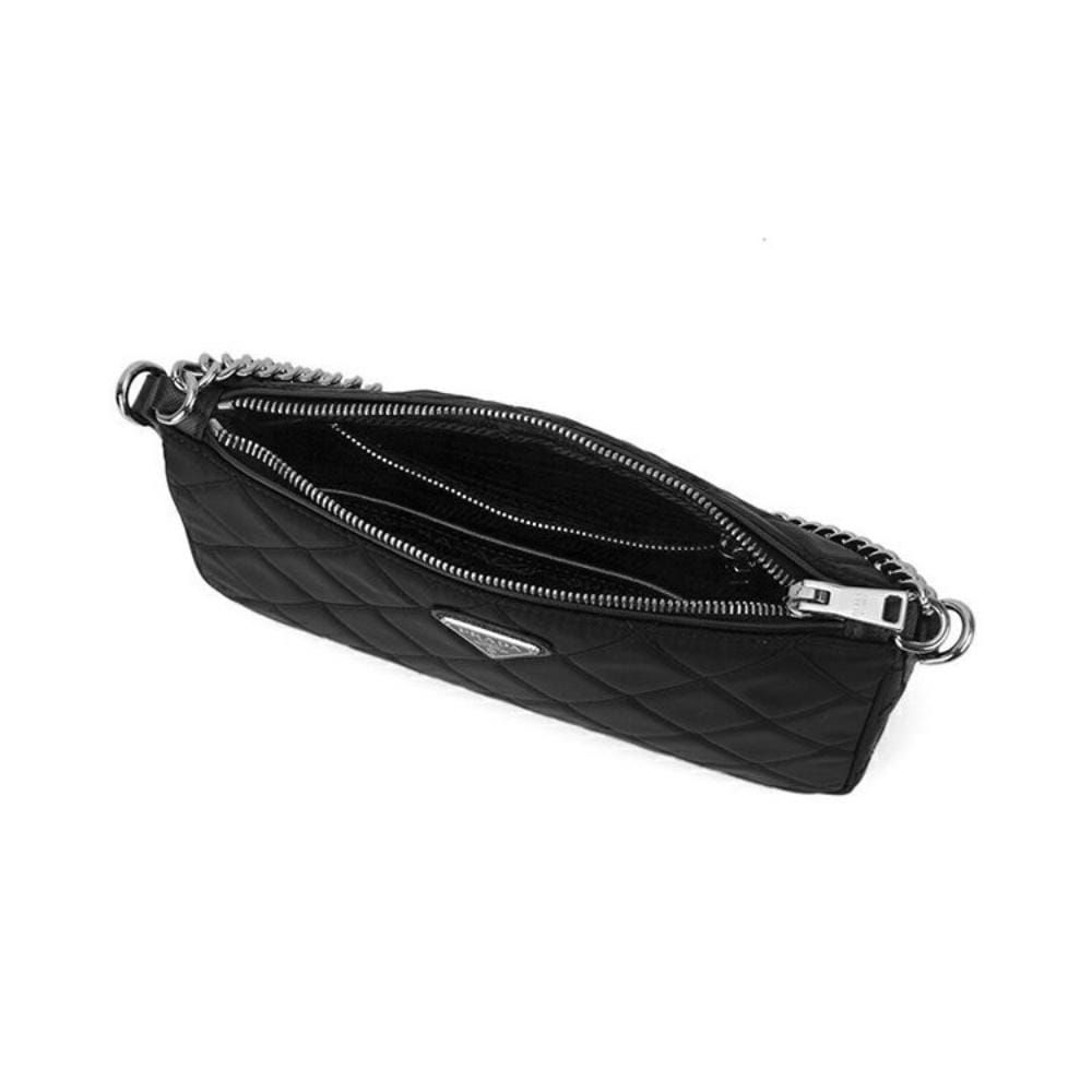 Prada Nylon Crossbody Bag, Black Quilted Triangle Logo