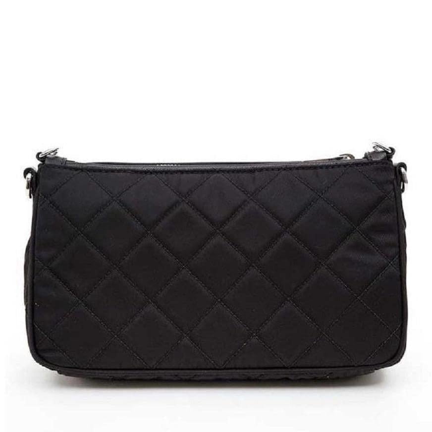 Prada Nylon Crossbody Bag, Black Quilted Triangle Logo