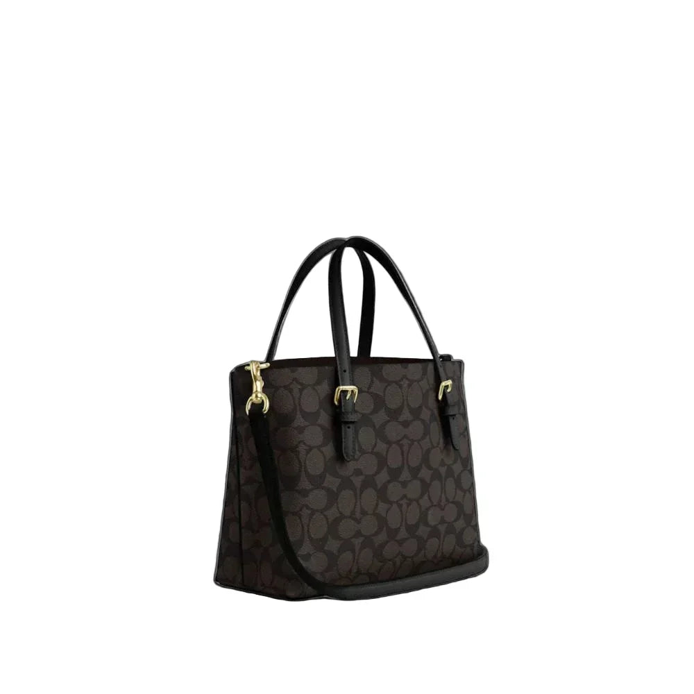 Coach The Mollie Tote Bag 25 In Signature Canvas -  Walnut/Black