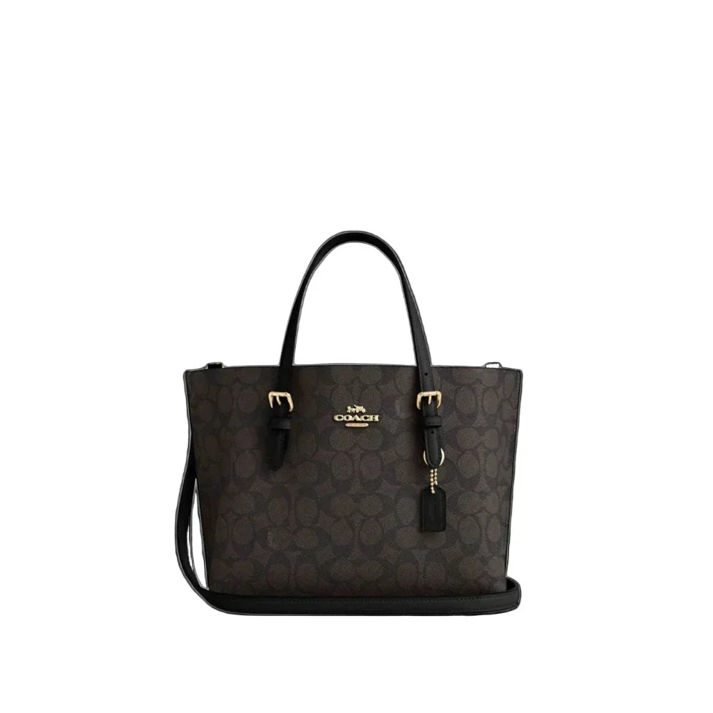 Coach The Mollie Tote Bag 25 In Signature Canvas -  Walnut/Black