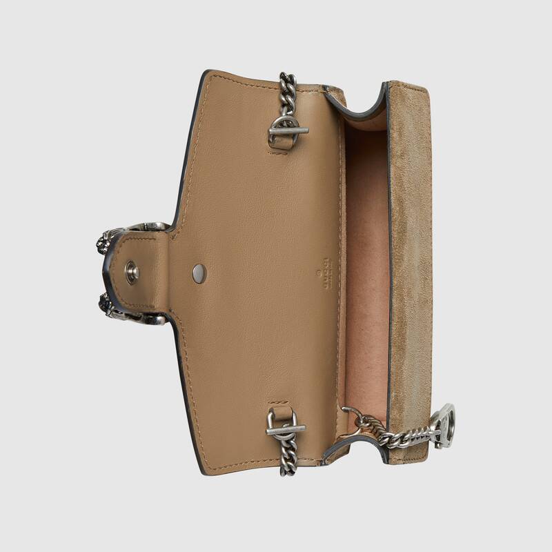 Gucci Dionysus GG Supreme Super Bag Taupe Suede