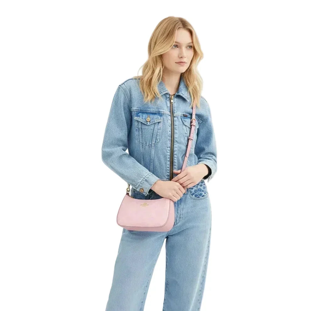 Coach Teri Shoulder Bag In Signature Canvas  - Gold/Powder Pink