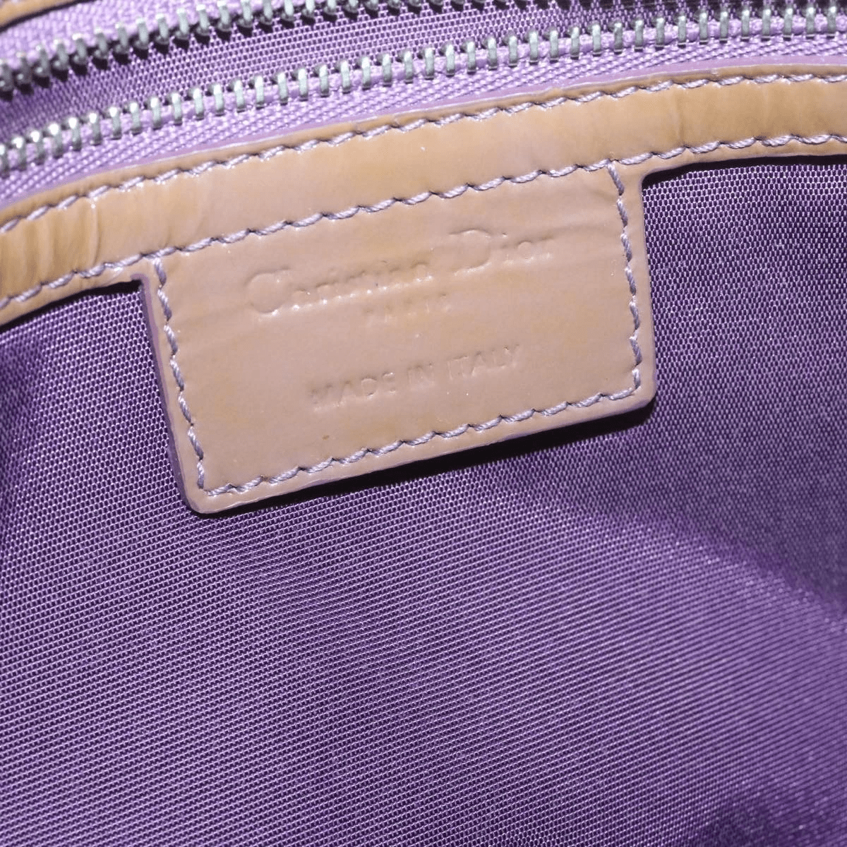 Dior Cannage Shoulder Bag, Patent Leather, Brown, 22cm