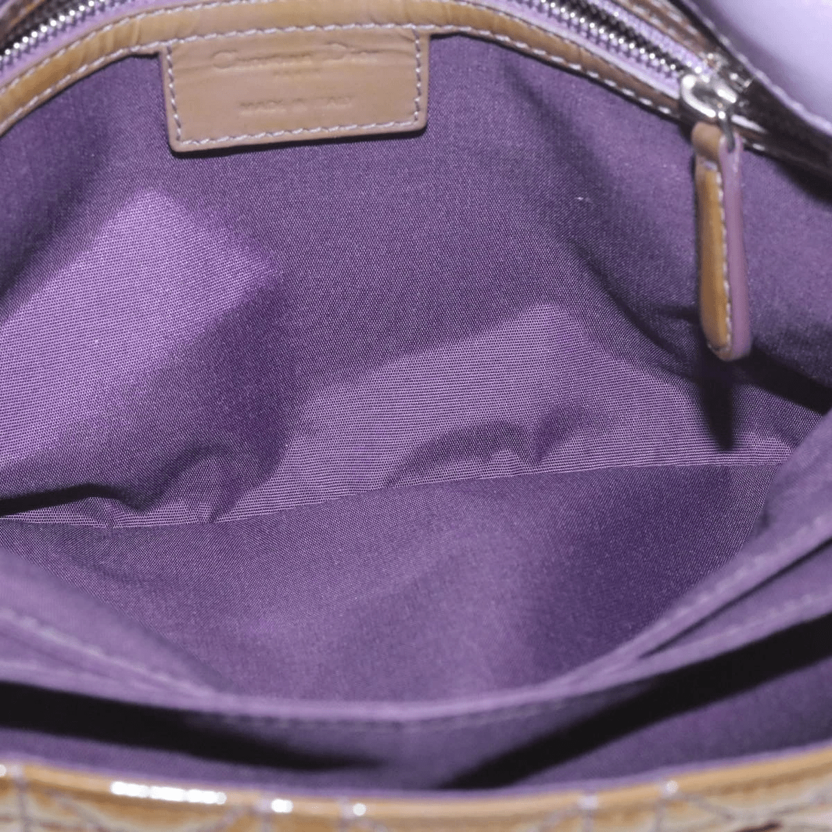 Dior Cannage Shoulder Bag, Patent Leather, Brown, 22cm