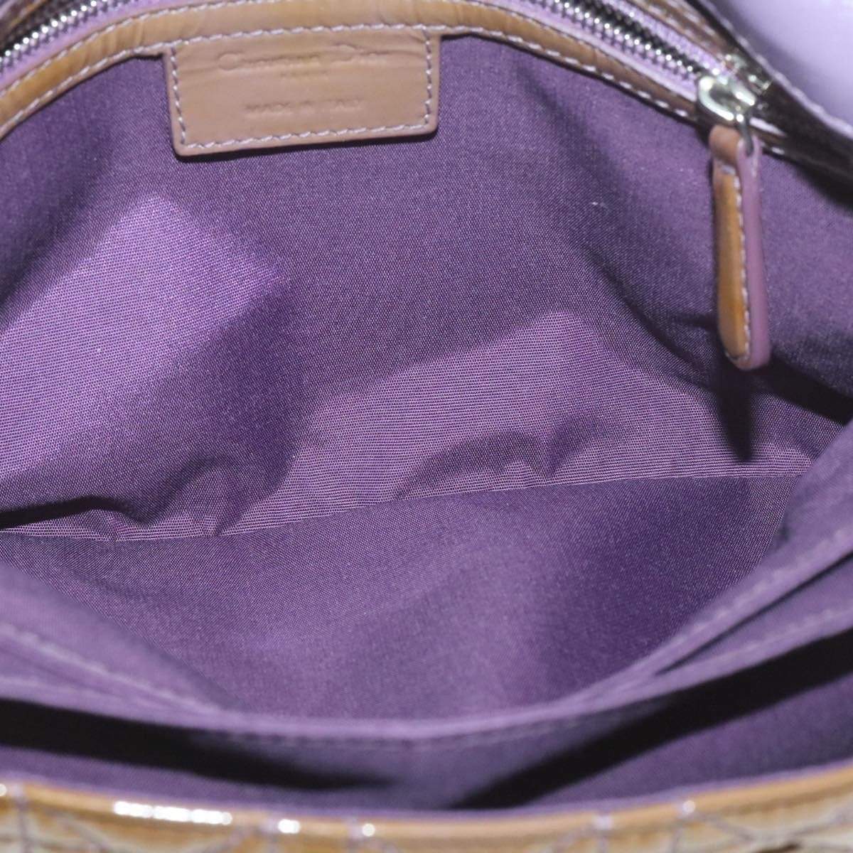 Dior Cannage Shoulder Bag, Patent Leather, Brown, 22cm