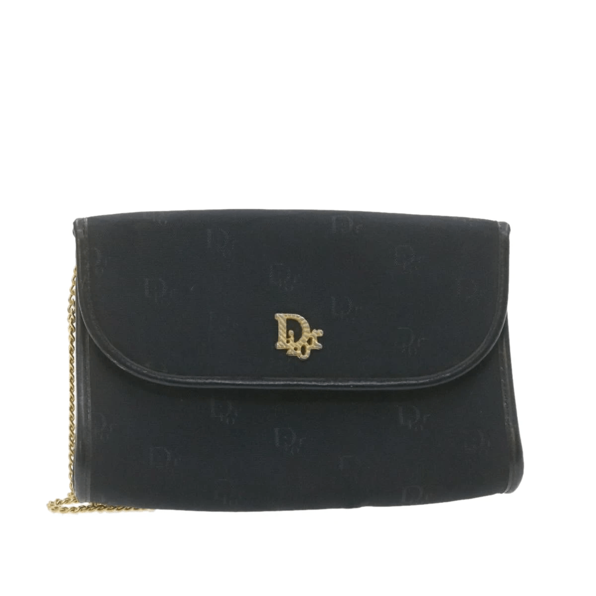 Dior Style Chain Bag, Black Canvas Shoulder Crossbody