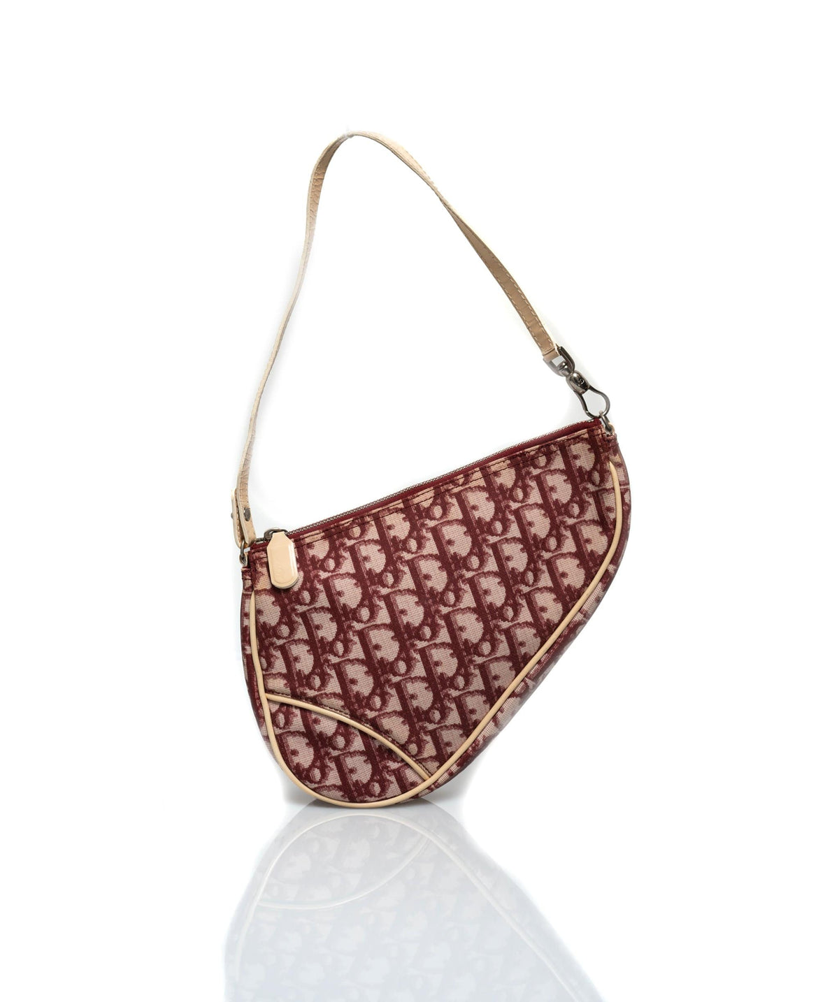 Red Designer Purse, Christian Dior Saddle Bag Coated Canvas