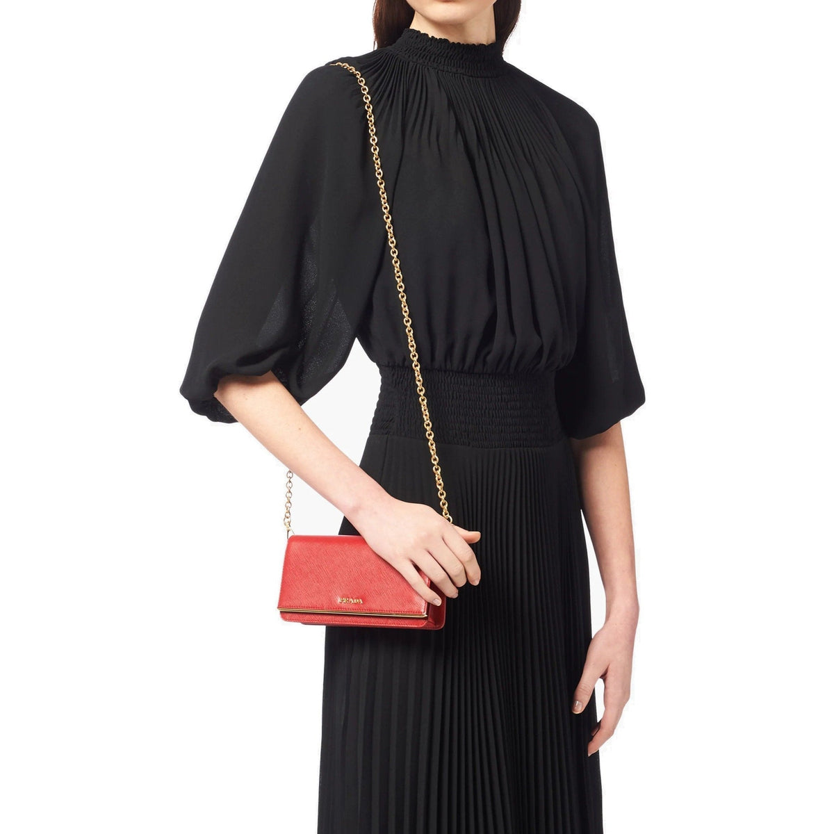 Red Prada Mini Clutch, Saffiano Leather Continental Bag