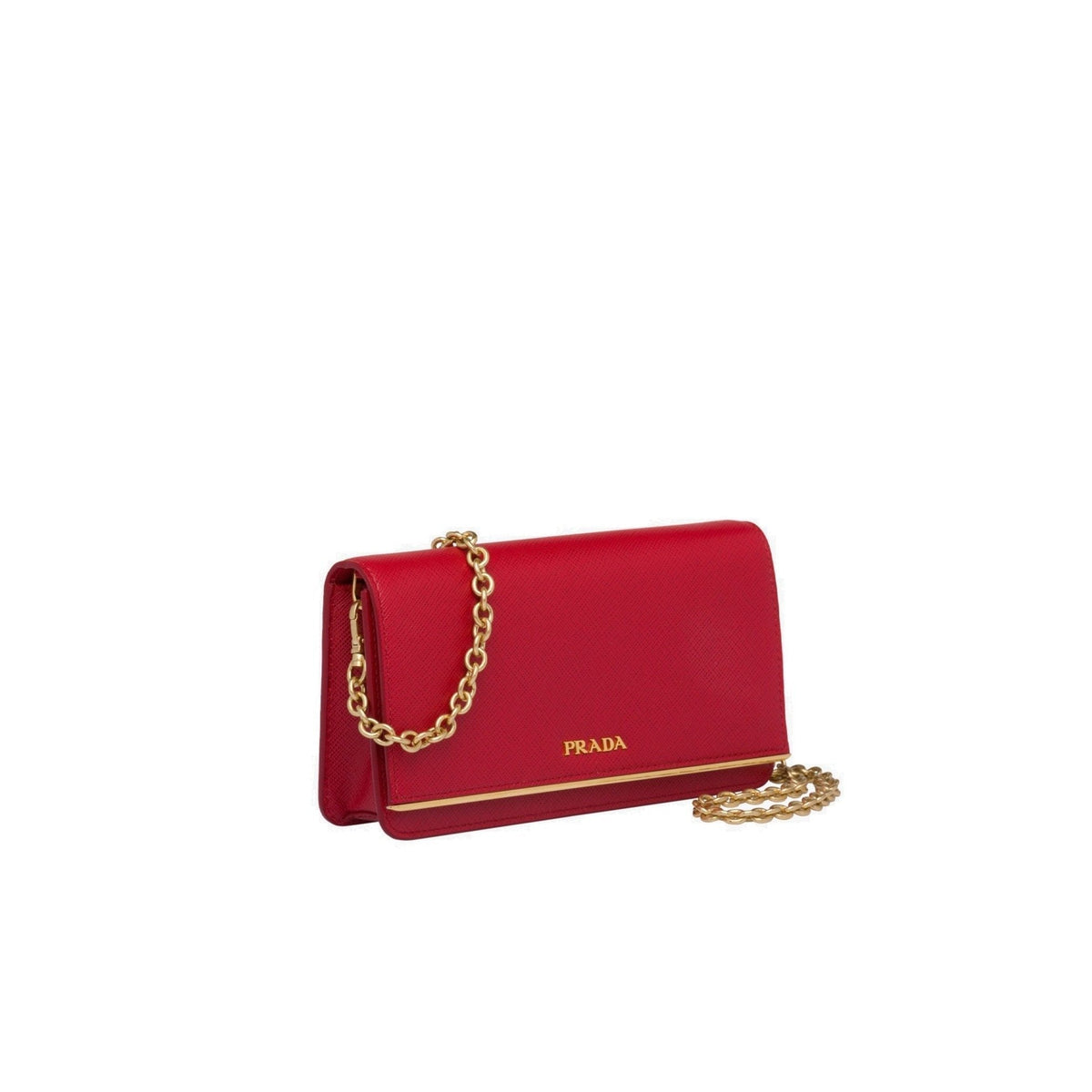 Red Prada Mini Clutch, Saffiano Leather Continental Bag