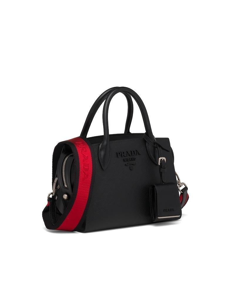 Prada Saffiano Handbag, Two-Handle Leather Monochrome Bag
