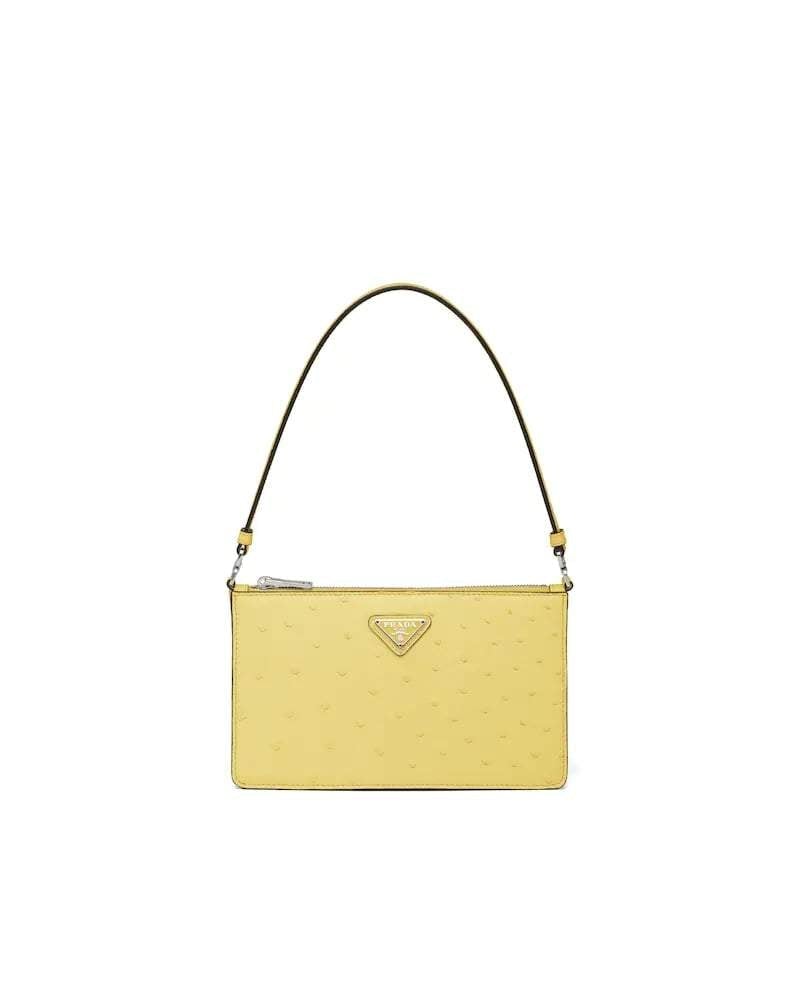 Prada Ostrich Mini Bag, Structured Leather Handbag
