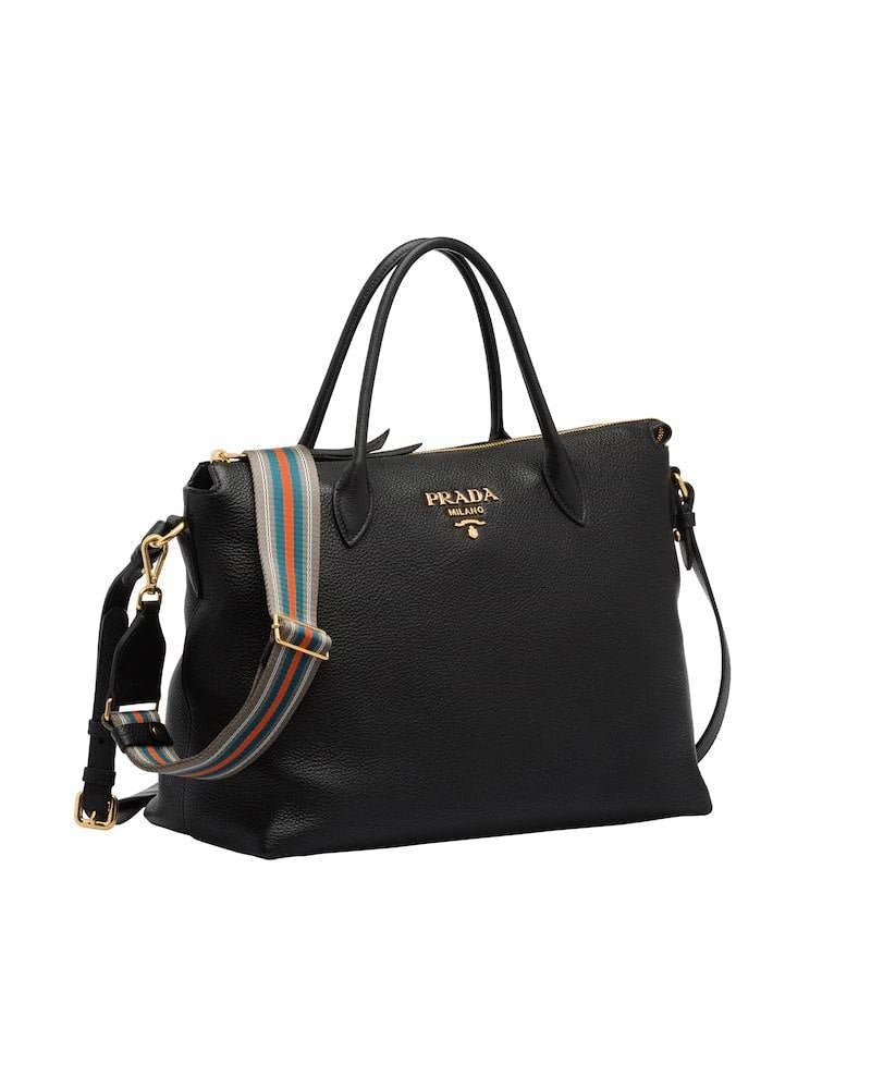 Designer Leather Handbag, Prada Double Strap Bag, 35cm