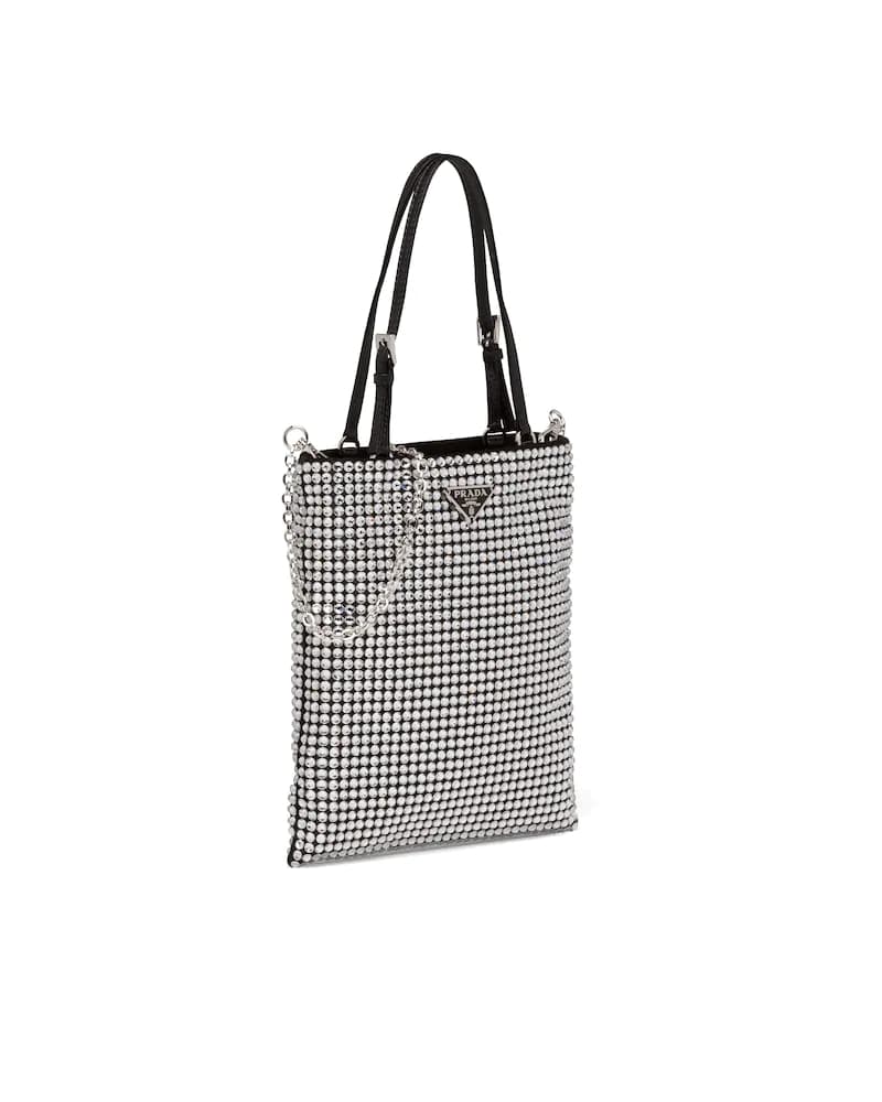 Crystal Embellished Handbag, Prada Satin, 20cm Height