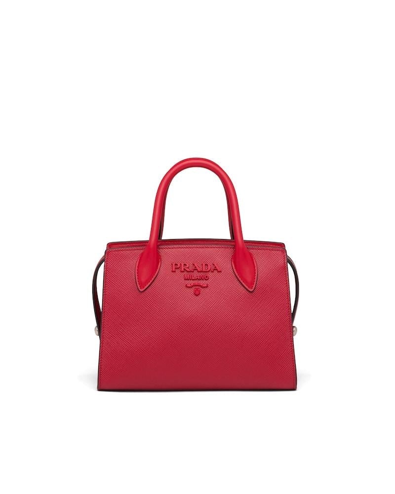 Prada Saffiano Handbag, Two-Handle Leather Monochrome Bag