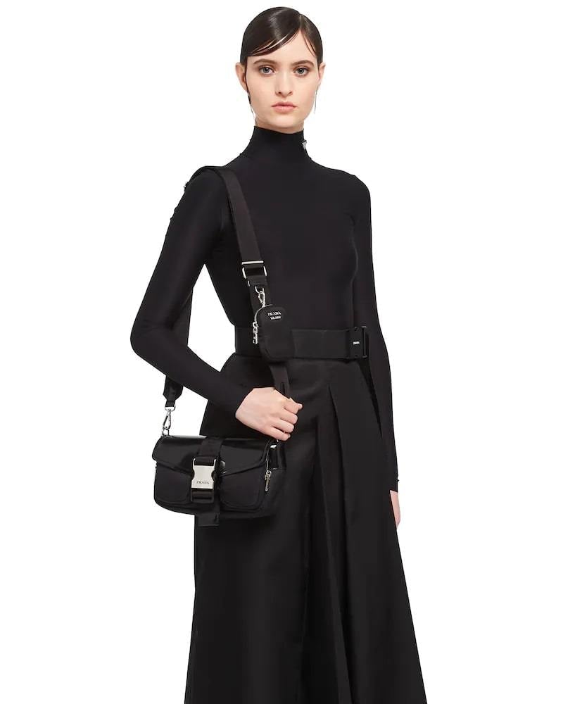 Prada Nylon Shoulder Bag, Brushed Leather Pocket
