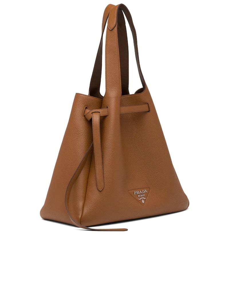 Prada Leather Tote, Metal Logo, Nappa Lining, 33cm