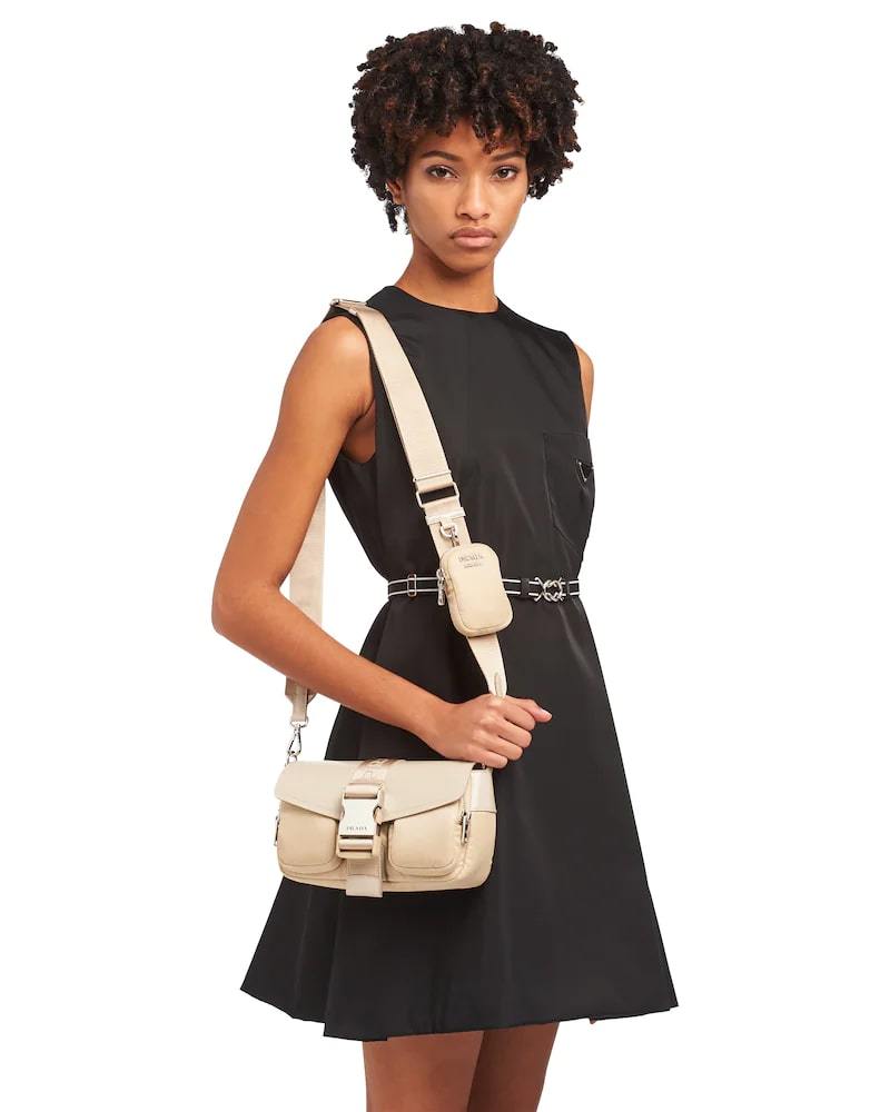 Prada Nylon Shoulder Bag, Brushed Leather Pocket