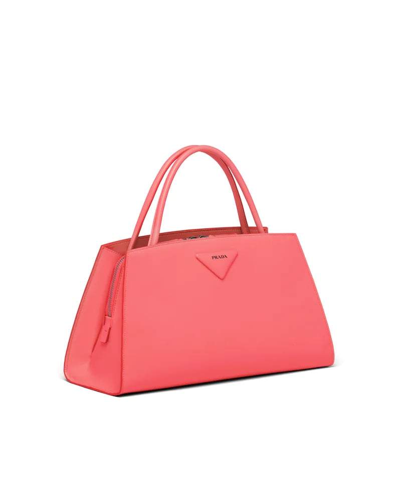 Brushed Leather Handbag, Prada Triangle Logo, 33cm