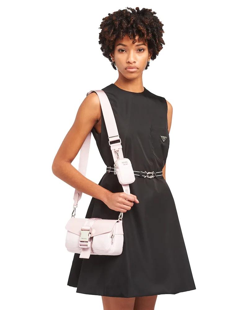 Prada Nylon Shoulder Bag, Brushed Leather Pocket