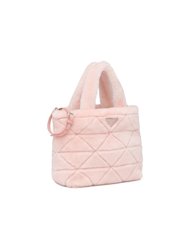 Prada Shearling Tote Bag, Triangle Logo, Adjustable Strap
