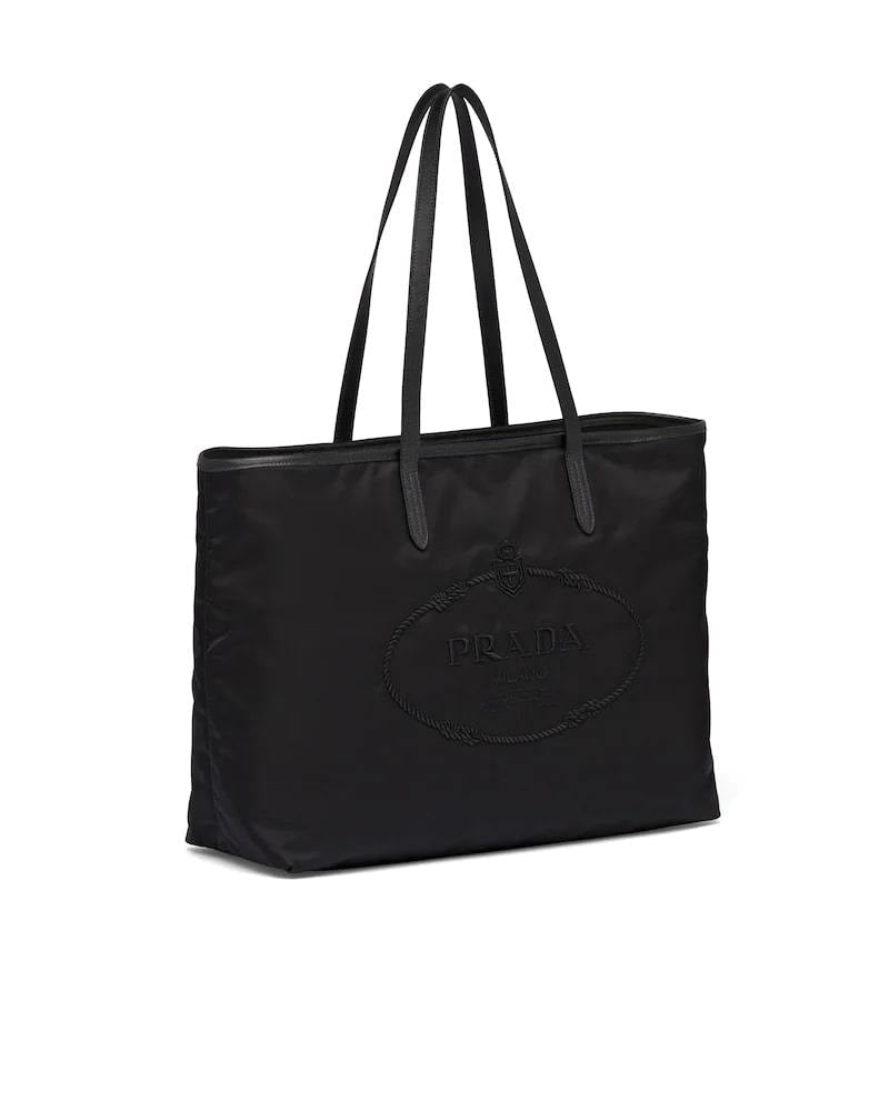 Prada Nylon Tote Bag, Saffiano Leather, Embroidered Logo