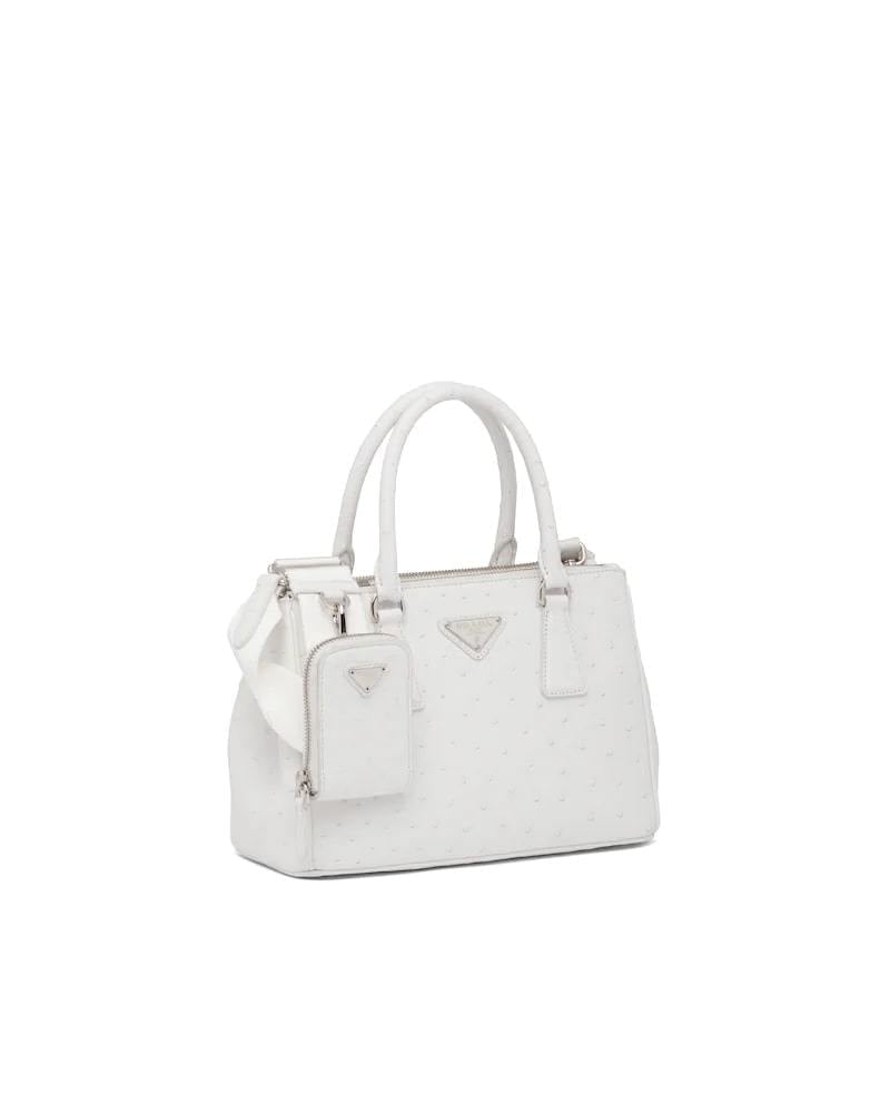 Prada Galleria Ostrich Bag, Small Leather Handbag, Designer