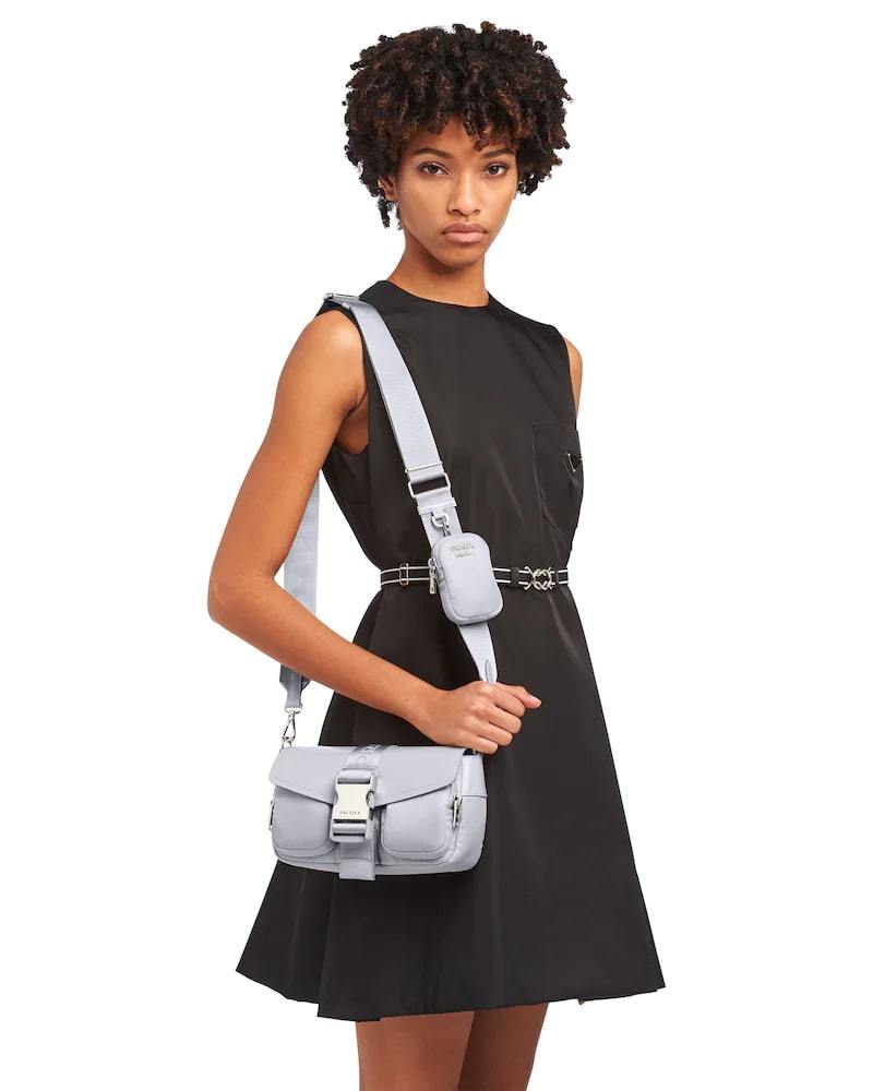 Prada Nylon Shoulder Bag, Brushed Leather Pocket