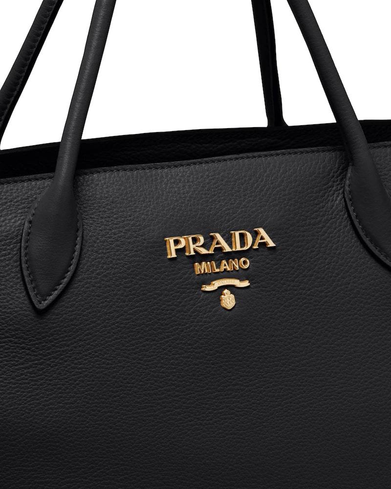 Prada Style Leather Handbag, Double Handle, Adjustable Strap