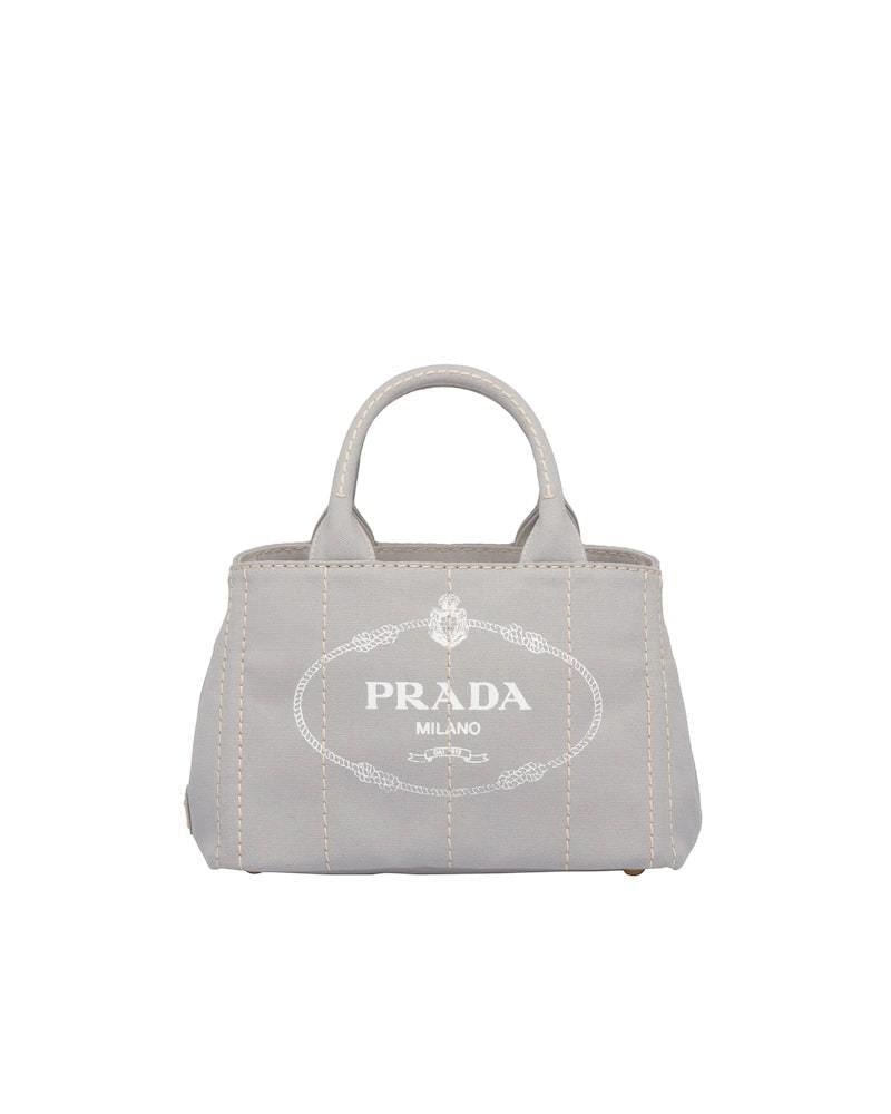 Prada Cotton Tote Bag, Canvas, Small, Shoulder Strap