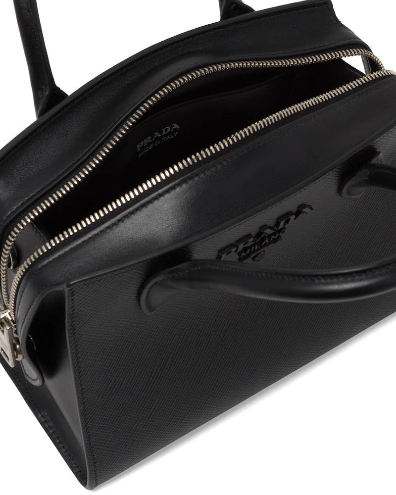 Prada Saffiano Handbag, Two-Handle Leather Monochrome Bag