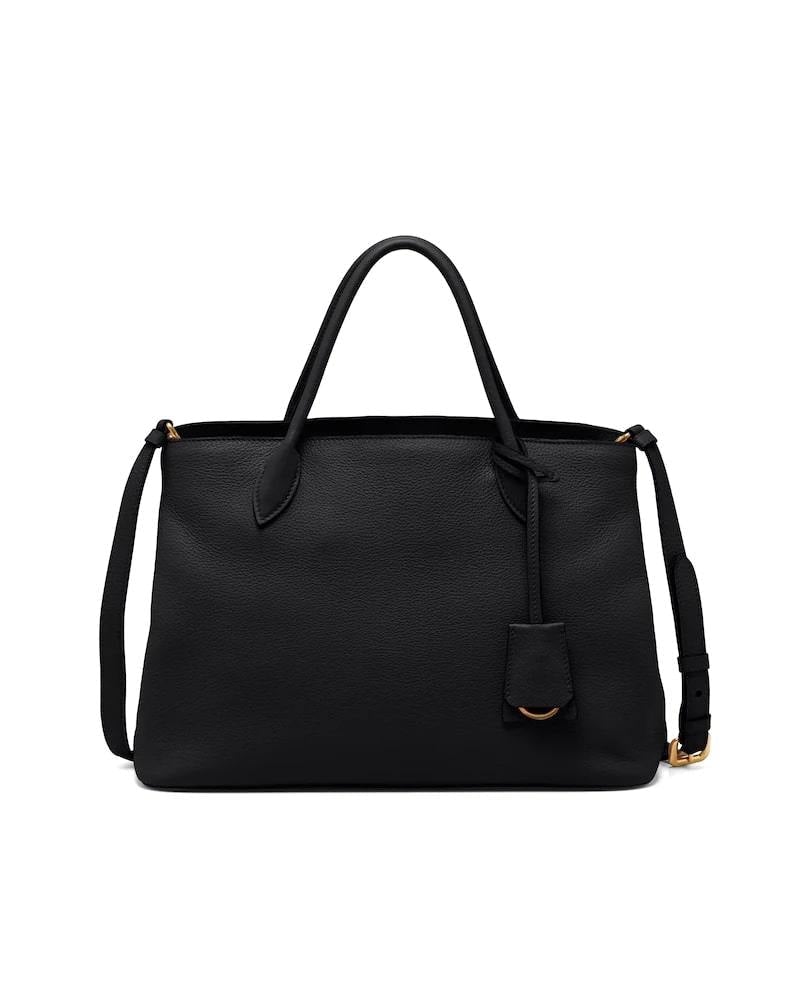 Prada Style Leather Handbag, Double Handle, Adjustable Strap