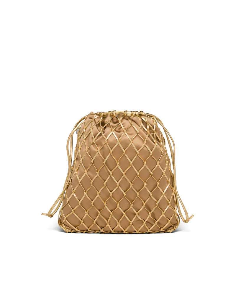 Prada Leather Mesh Clutch, Satin, Chain Strap