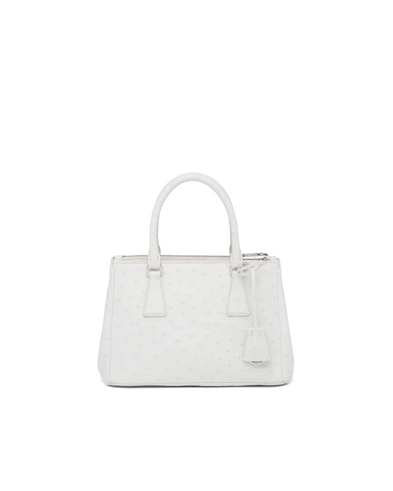 Prada Galleria Ostrich Bag, Small Leather Handbag, Designer