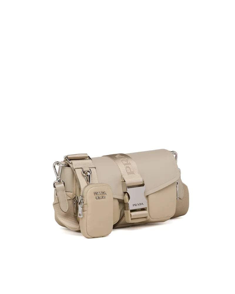 Prada Nylon Shoulder Bag, Brushed Leather Pocket