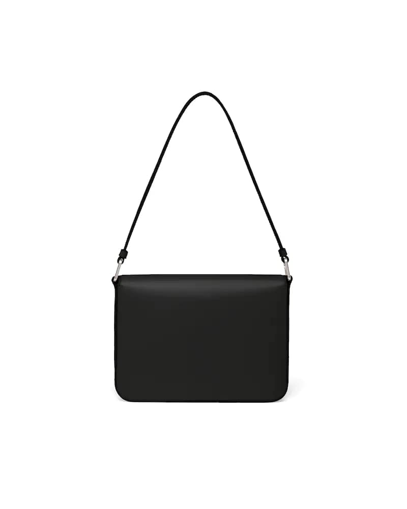 Brushed Leather Shoulder Bag, Prada Logo Flap, Nappa Lined