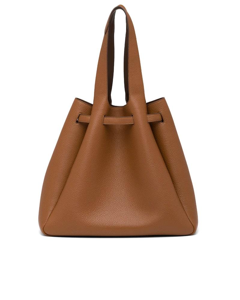 Prada Leather Tote, Metal Logo, Nappa Lining, 33cm
