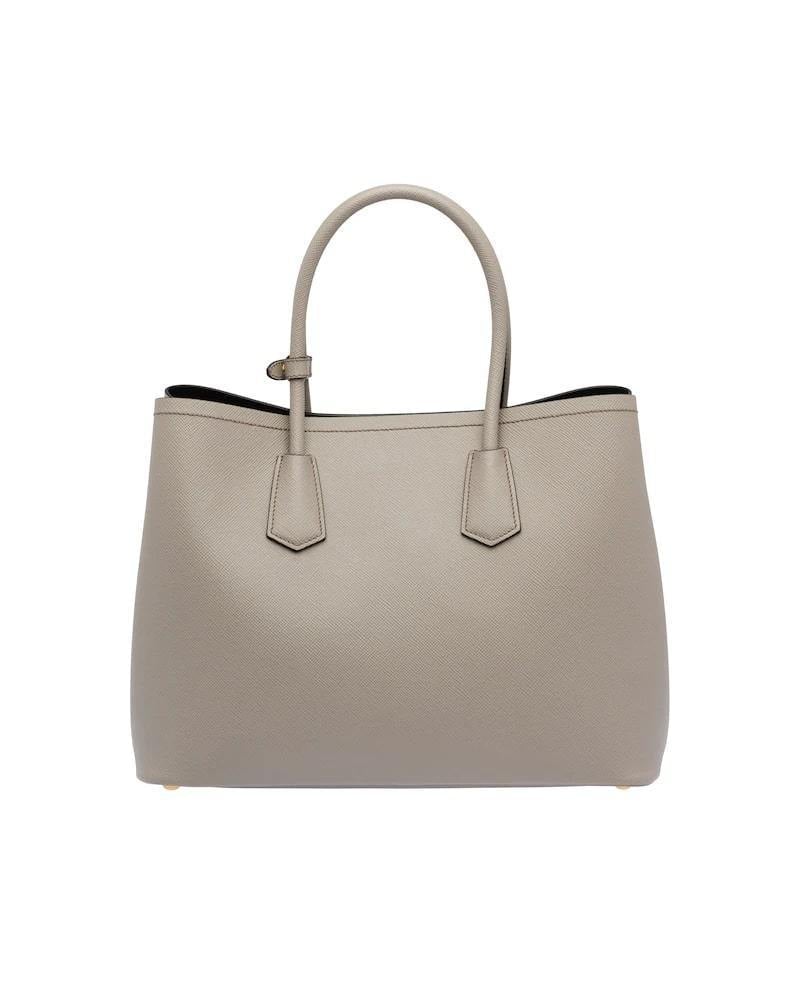 Prada Saffiano Double Bag, Medium Leather Tote, Gold Hardware