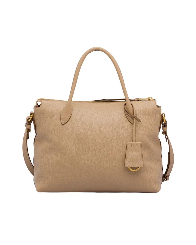 Prada Leather Handbag, Dual Strap, Adjustable, Zipper