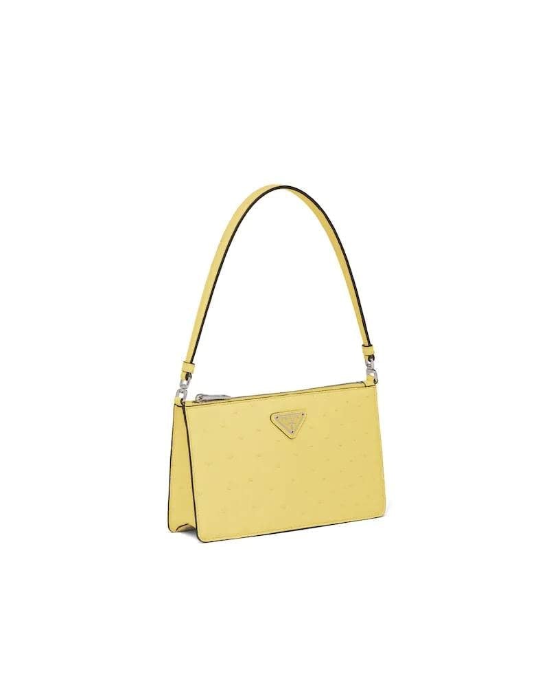 Prada Ostrich Mini Bag, Structured Leather Handbag