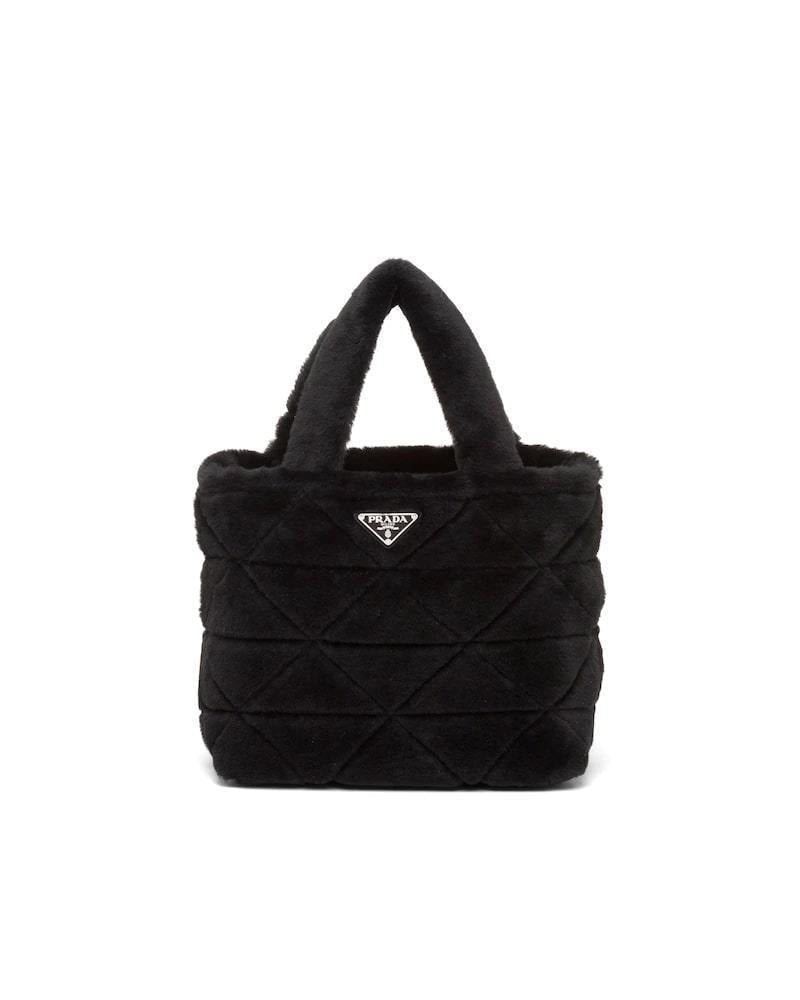 Prada Shearling Tote Bag, Triangle Logo, Adjustable Strap
