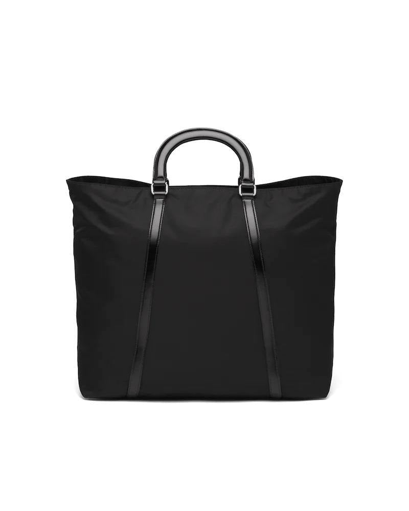 Prada Nylon Tote Bag, Large Leather Saffiano Accents