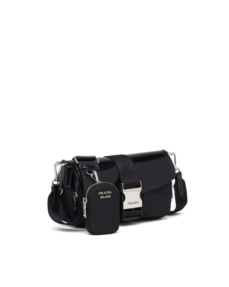 Prada Nylon Shoulder Bag, Brushed Leather Pocket