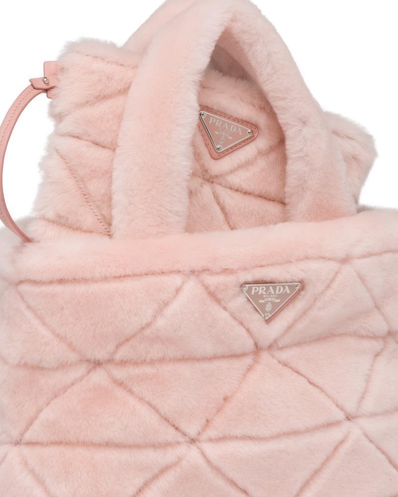 Prada Shearling Tote Bag, Triangle Logo, Adjustable Strap