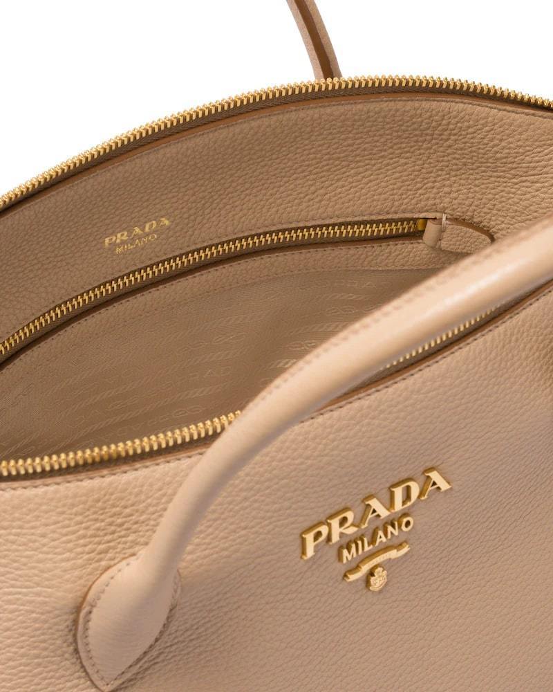 Prada Leather Handbag, Dual Strap, Adjustable, Zipper