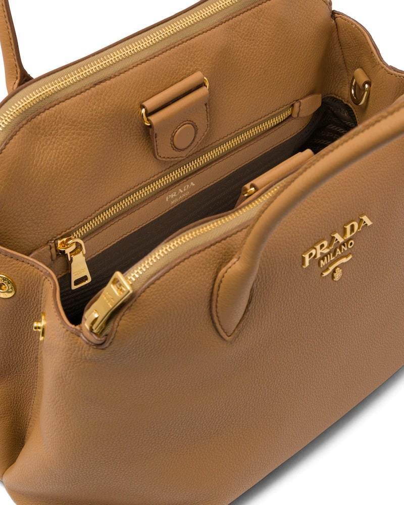 Prada Leather Handbag, Calf, Shoulder Strap, Zipper Pockets