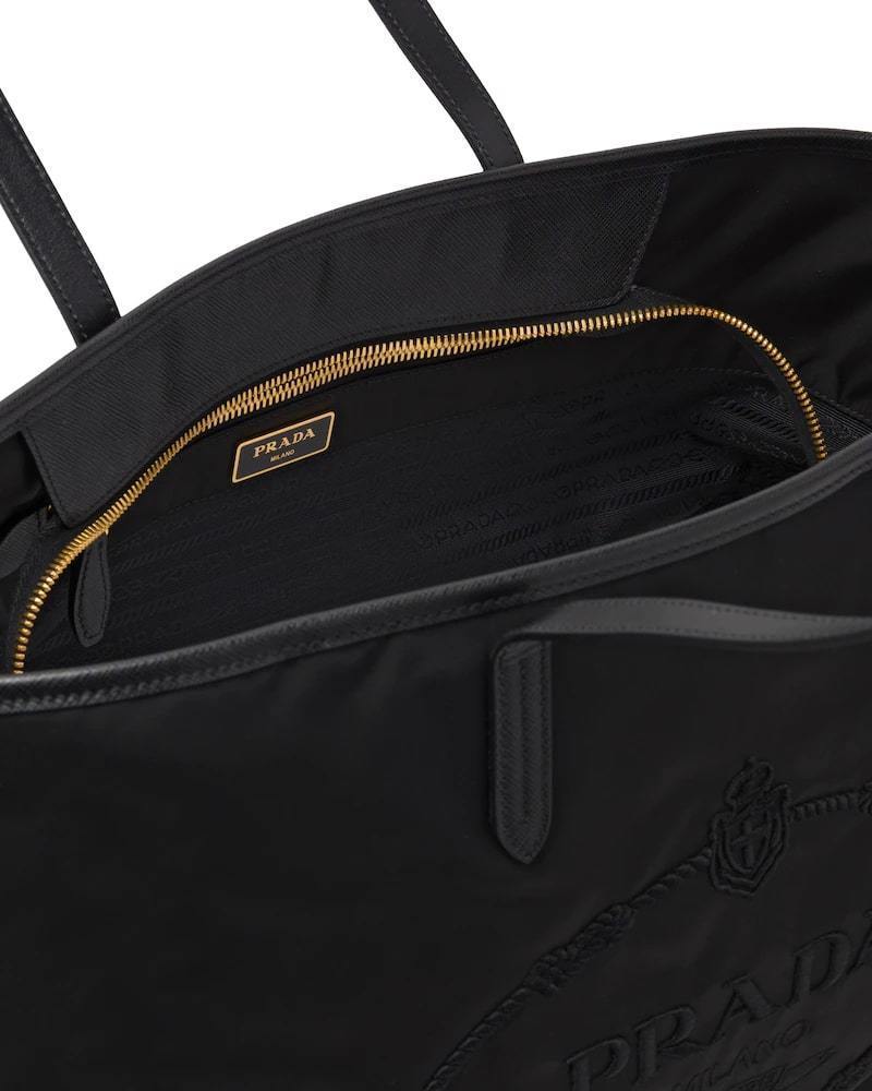 Prada Nylon Tote Bag, Saffiano Leather, Embroidered Logo