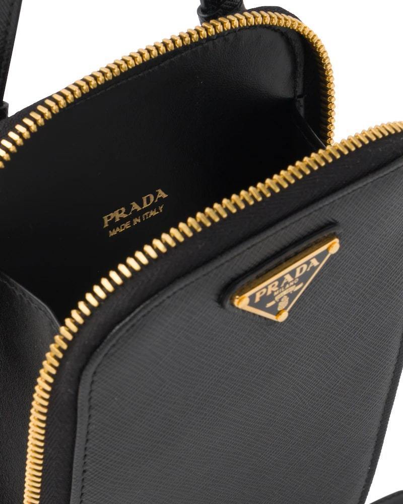 Prada Saffiano Mini Bag, Leather Crossbody, Triangle Logo