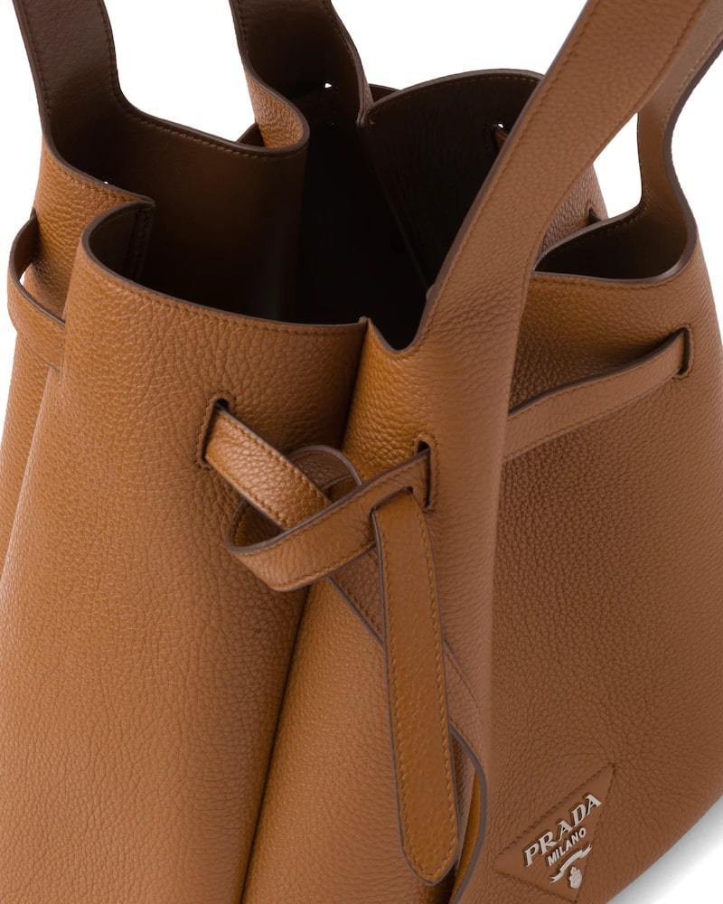 Prada Leather Tote, Metal Logo, Nappa Lining, 33cm