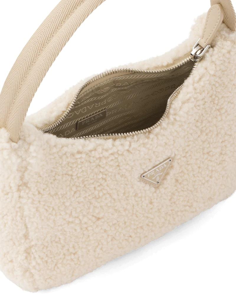 Shearling Mini Bag, Prada Re-Edition 2000, Zipper Closure