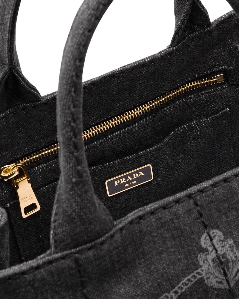 Prada Denim Tote, Vintage Gardener Bag, Metal Hardware